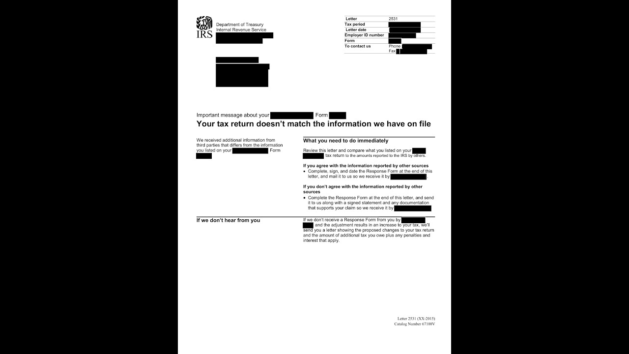 IRS Letter 2531 Explained &mdash; Action Required for Your Tax Return Review
