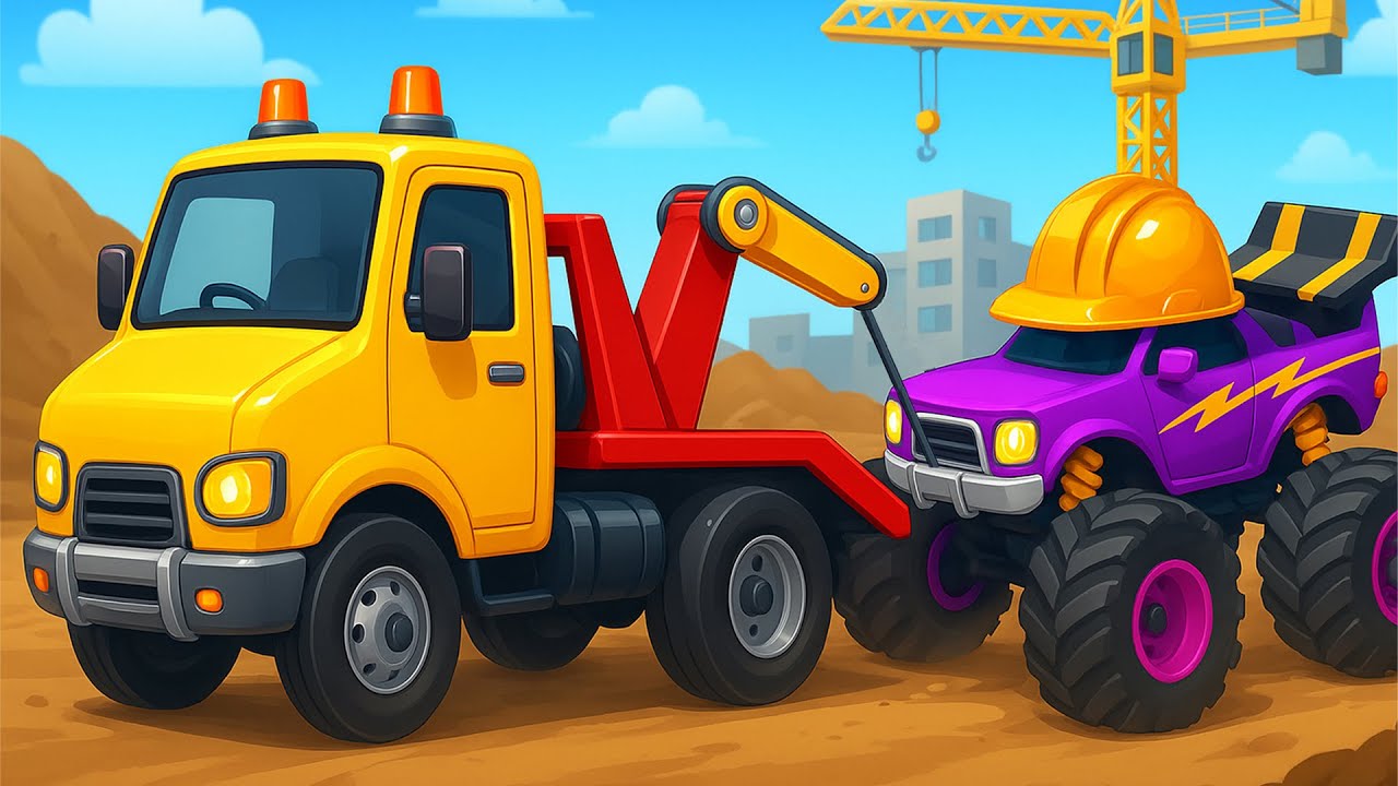 Police Vehicles Team Helps Monster Truck Stuck at Construction Site🚓🚛 | Funny Construction Animation