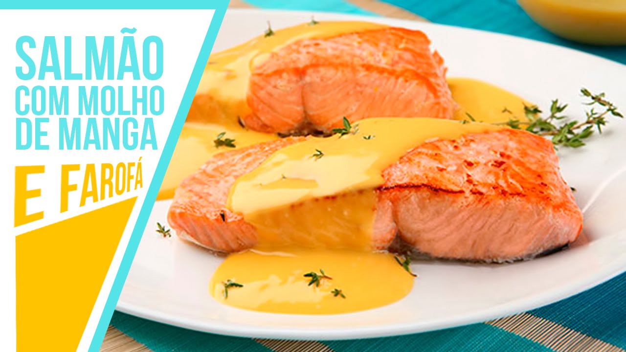 Salmão com molho de manga e farofá