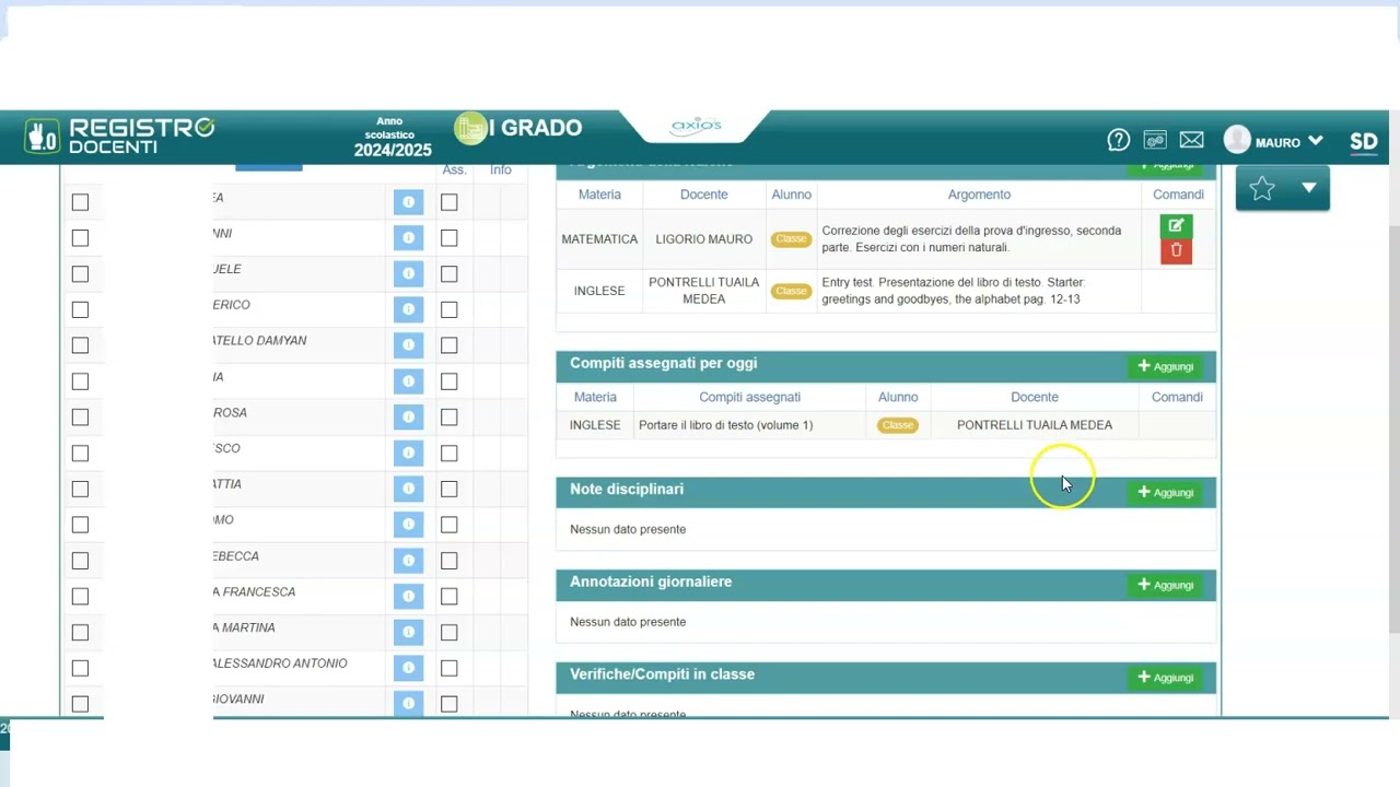 Registro elettronico Axios 2.0 - Registro di classe