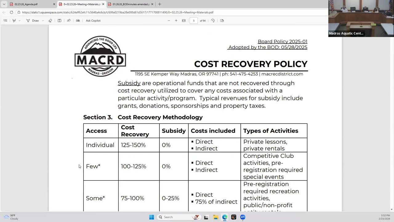 02.23.26 MACRD Board of Directors Work Session & Business meeting
