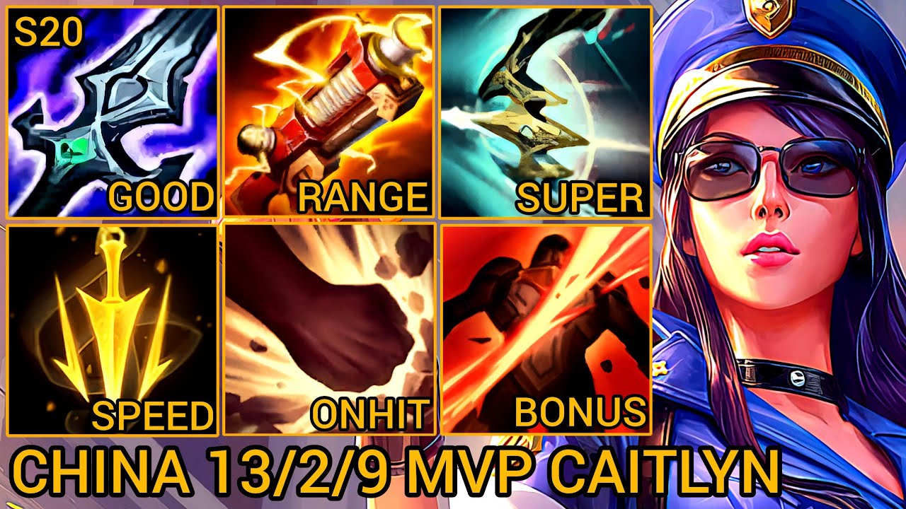 Caitlyn MVP Duo Lane S Rating 13/2/9 - China Wild Rift New Meta Build & Runes By Tiarty
