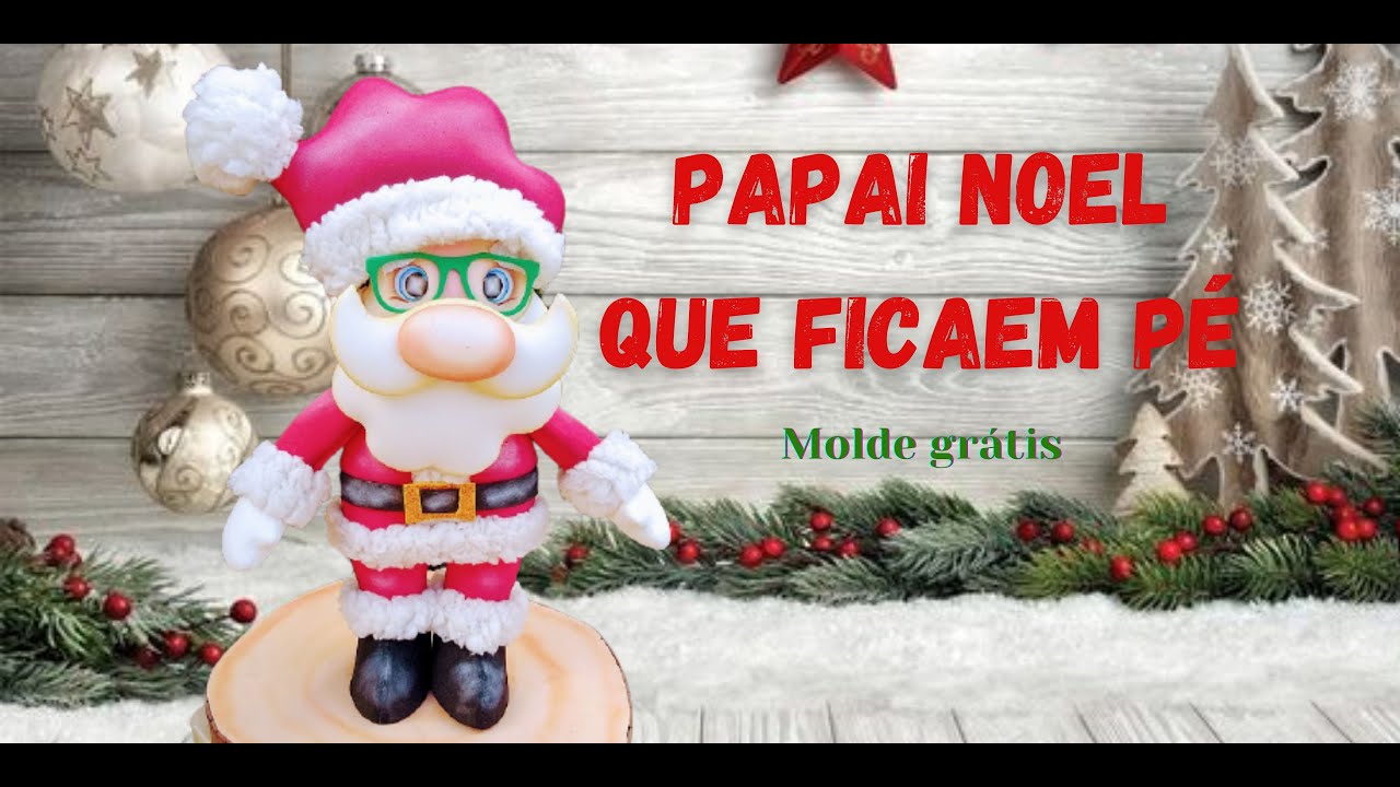 Papai noel em eva 2D que fica em pé | Molde grátis