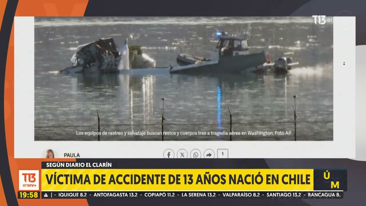 Confirman muerte de padre argentino e hijo chileno en accidente aéreo de Washington D.C.