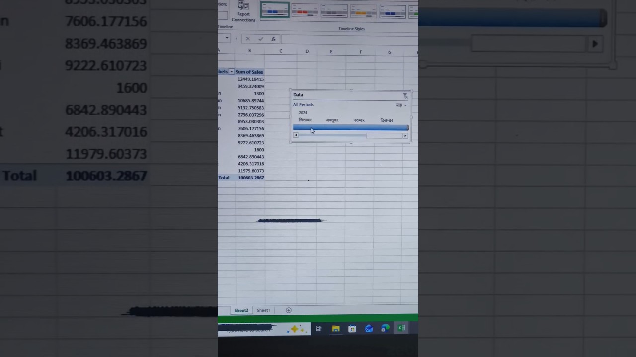 Excel may timeline ka used  