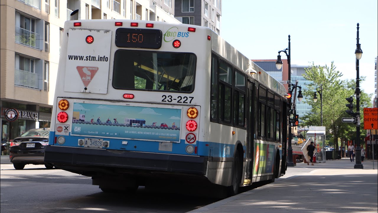 Downtown Ride Aboard STM 23-227 On Route 150 René-Lévesque (2003 NovaBUS LFS Ride)