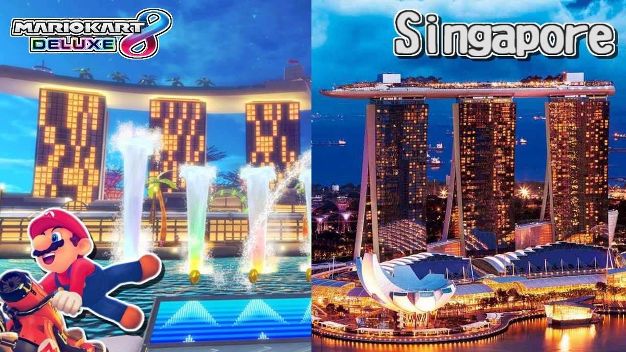実物比較【シンガポールスプラッシュ編】マリオカート8DX【Tour Singapore Speedway】Real comparison【MK8DX】