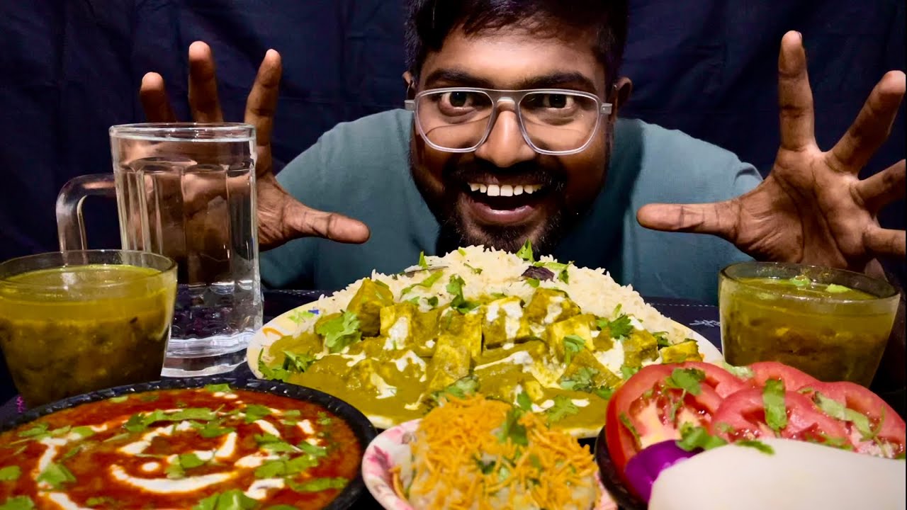 jeera rice, palak paneer, palak ki daal, Rajma with salad 🔥🤤🤤😋👌👌