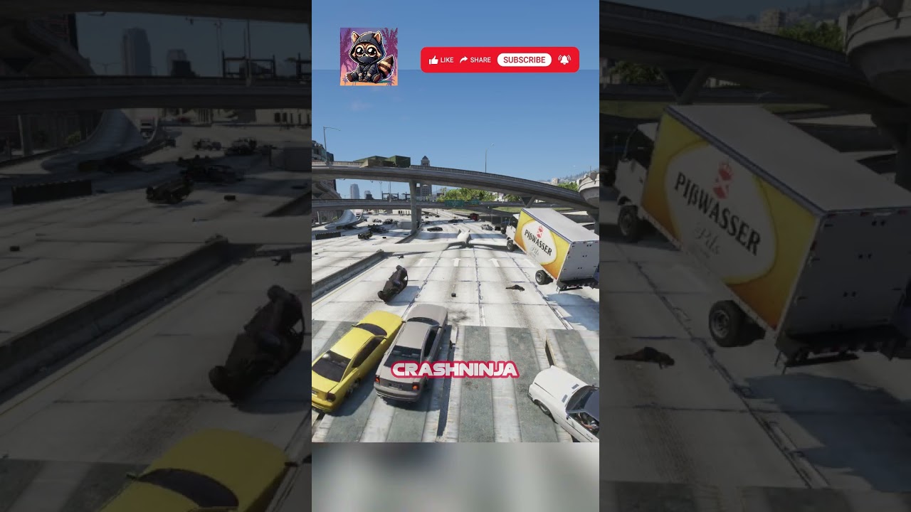 GTA 5 – What Happens When Highway Traffic Jumps Over a Giant Wind Turbine?