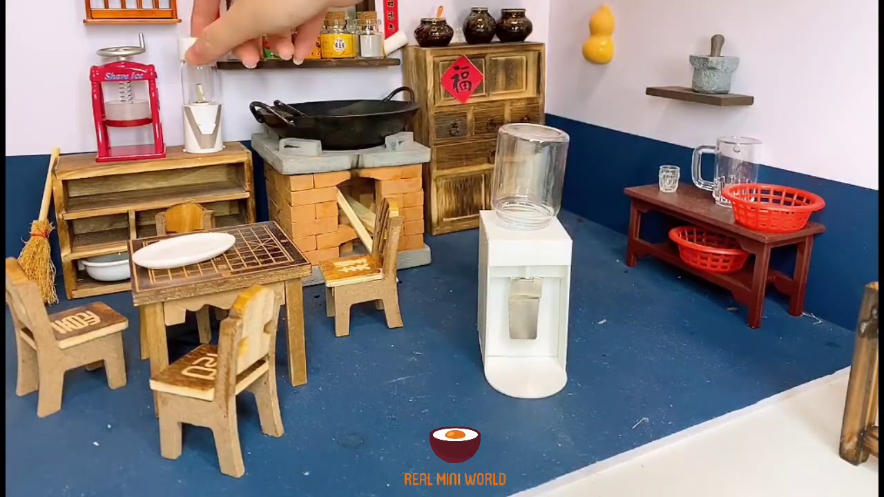 Real working miniature water dispenser and juicer | cook mini food