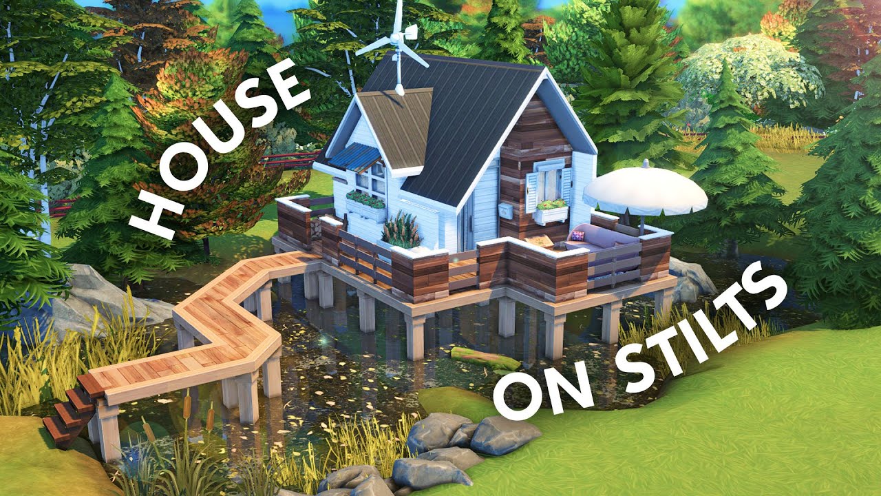 Modern Tiny Home on Stilts // The Sims 4 Speed Build