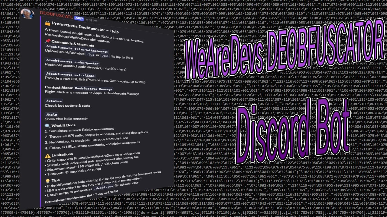 WeAreDevs DEOBFUSCATOR Discord Bot