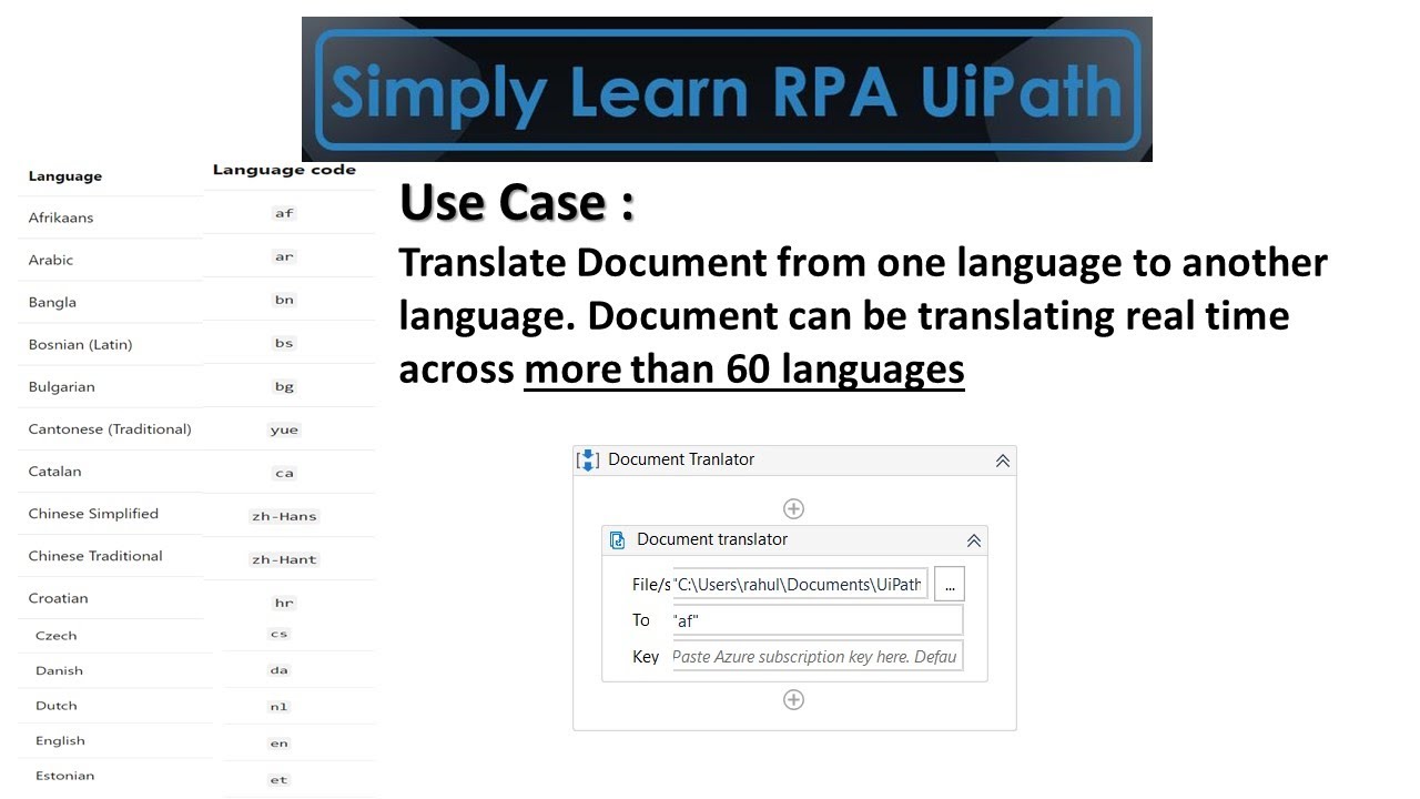 Document Translator from one language to another language                               #UiPath
