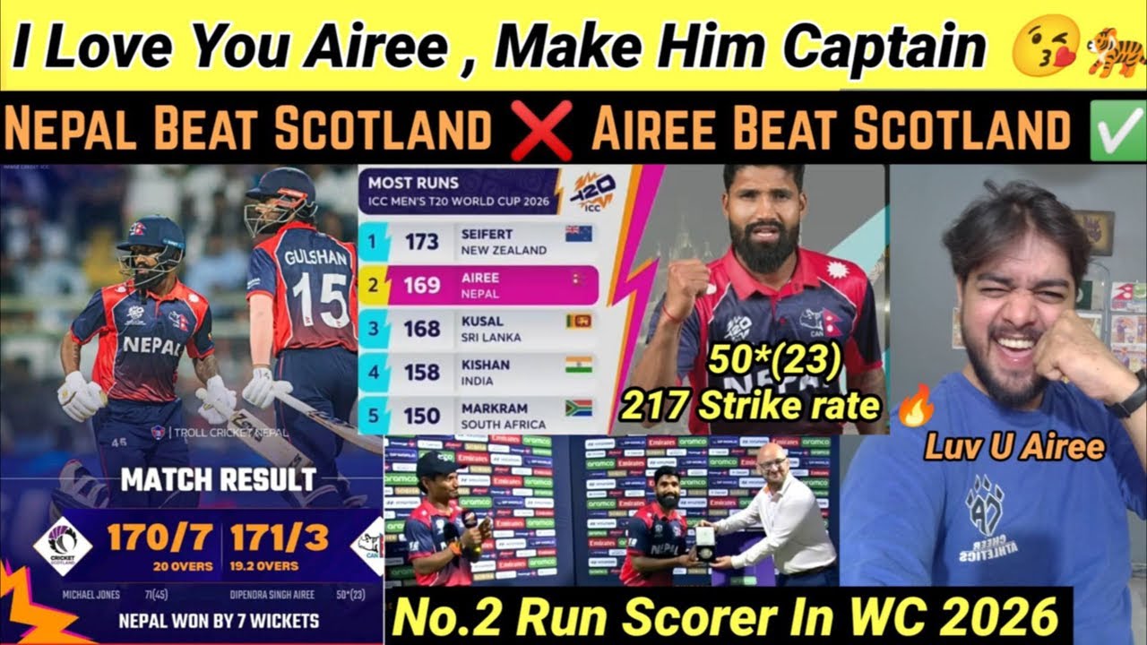 Nepal Beat Scotland Victory In World cup 2026, Dipendra Singh Airee 50*🔥