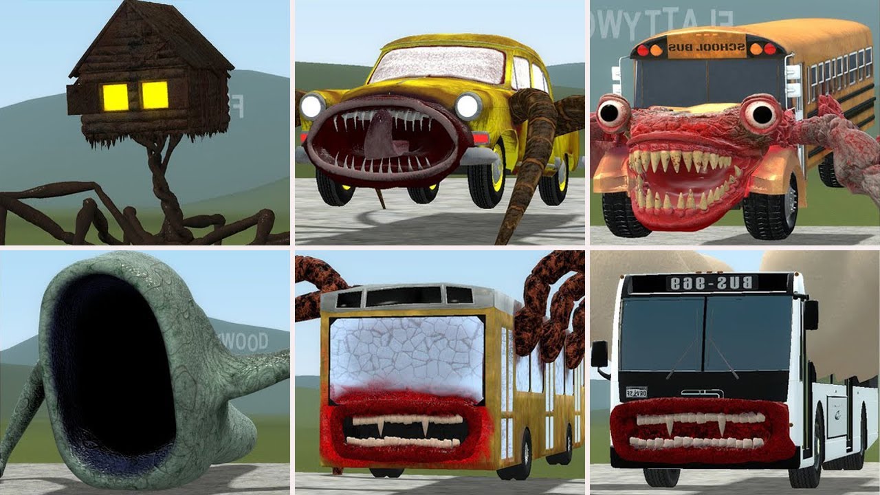 SEA EATER, CAR EATER, HOUSEHEAD BUS EATER, TRAIN EATER, BLOOP VS ALL TREVOR HENDERSON BATTLE In GMOD