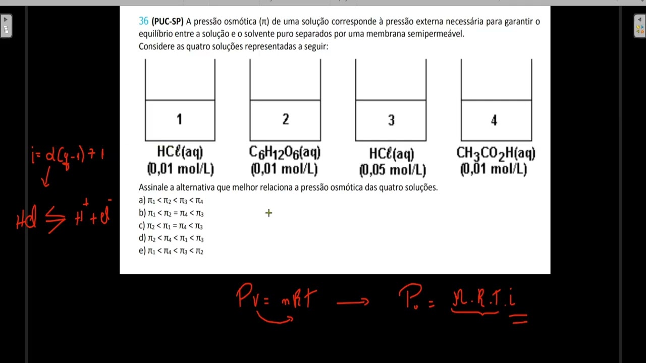 PUC - SP - Propriedades Coligativas - Pressão Osmótica