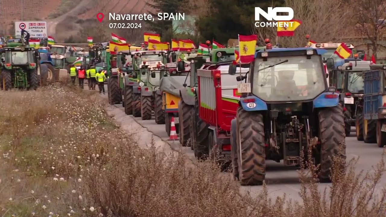 Barricadas y quema de neumáticos en algunas protestas de agricultores y ganaderos en España
