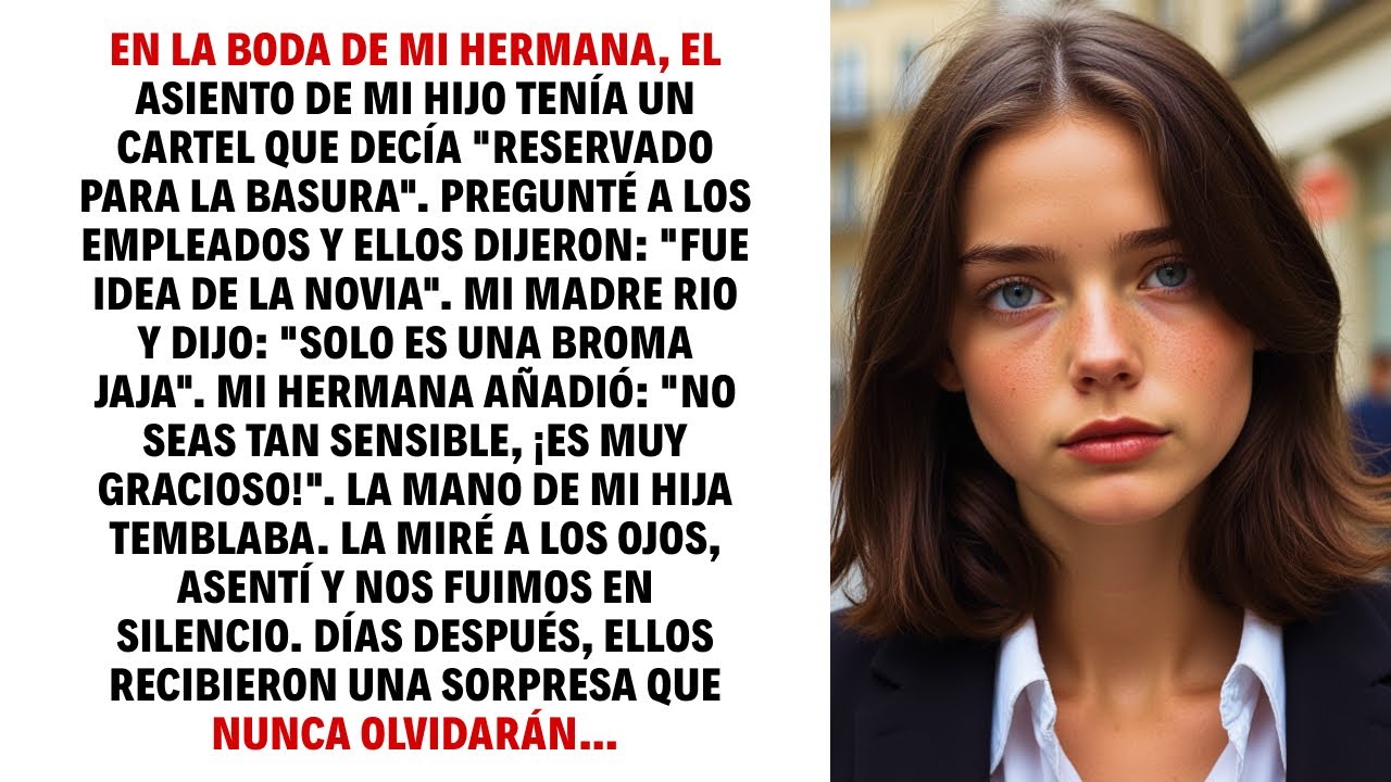 EN LA BODA DE MI HERMANA, EL ASIENTO DE MI HIJO TENÍA UN CARTEL QUE DECÍA: 