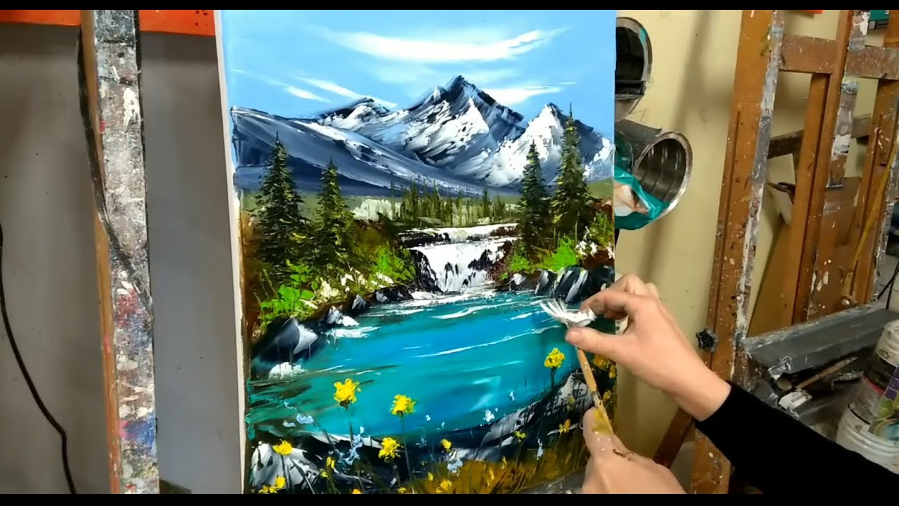 COURS DE PEINTURE AU COUTEAU: LAC DE MONTAGNE par NELLY LESTRADE