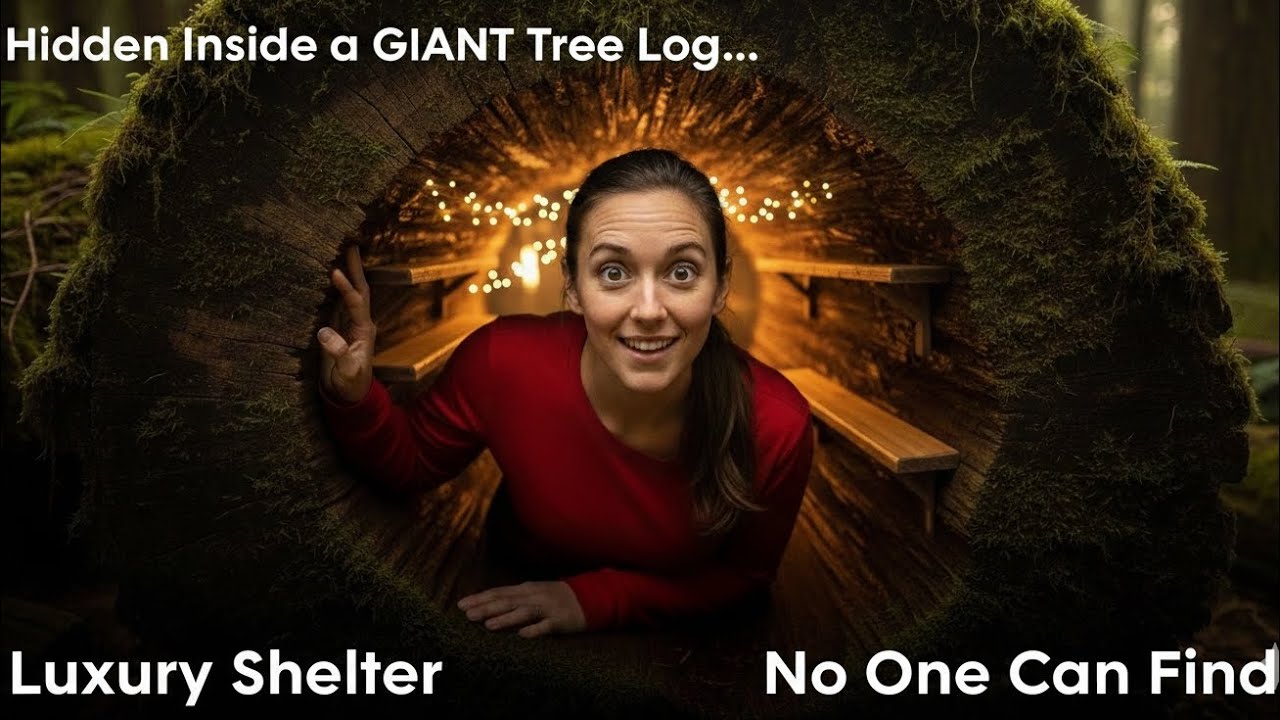 🌲 Hidden Inside a GIANT Tree Log… I Built a Secret Luxury Shelter No One Can Find 😱🔥 RIM-EDITS 