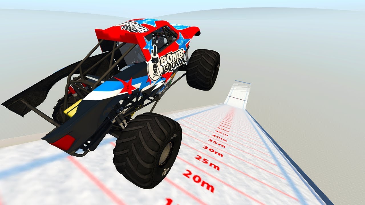 WHICH MONSTER SIZED CAR CAN FLY THE FURTHEST ON SKI JUMP MAP?! - BeamNG Drive