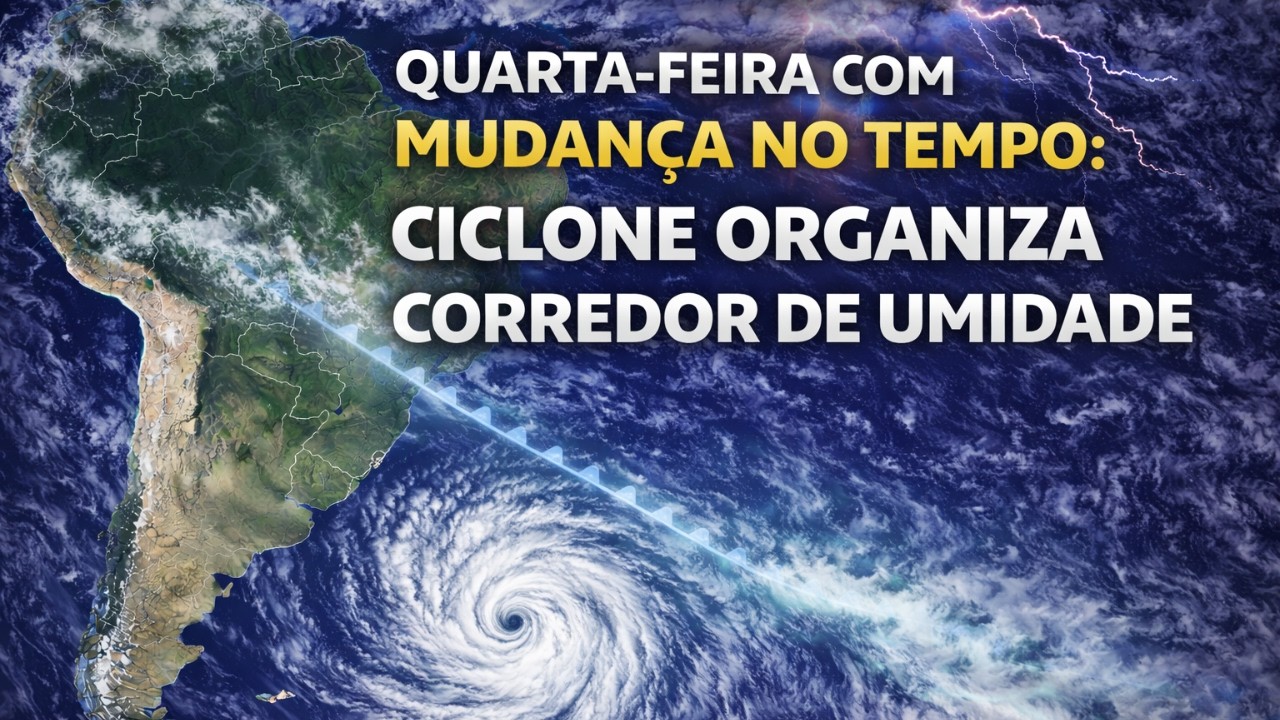 🌎 Quarta-feira com mudança no tempo: ciclone organiza corredor de umidade