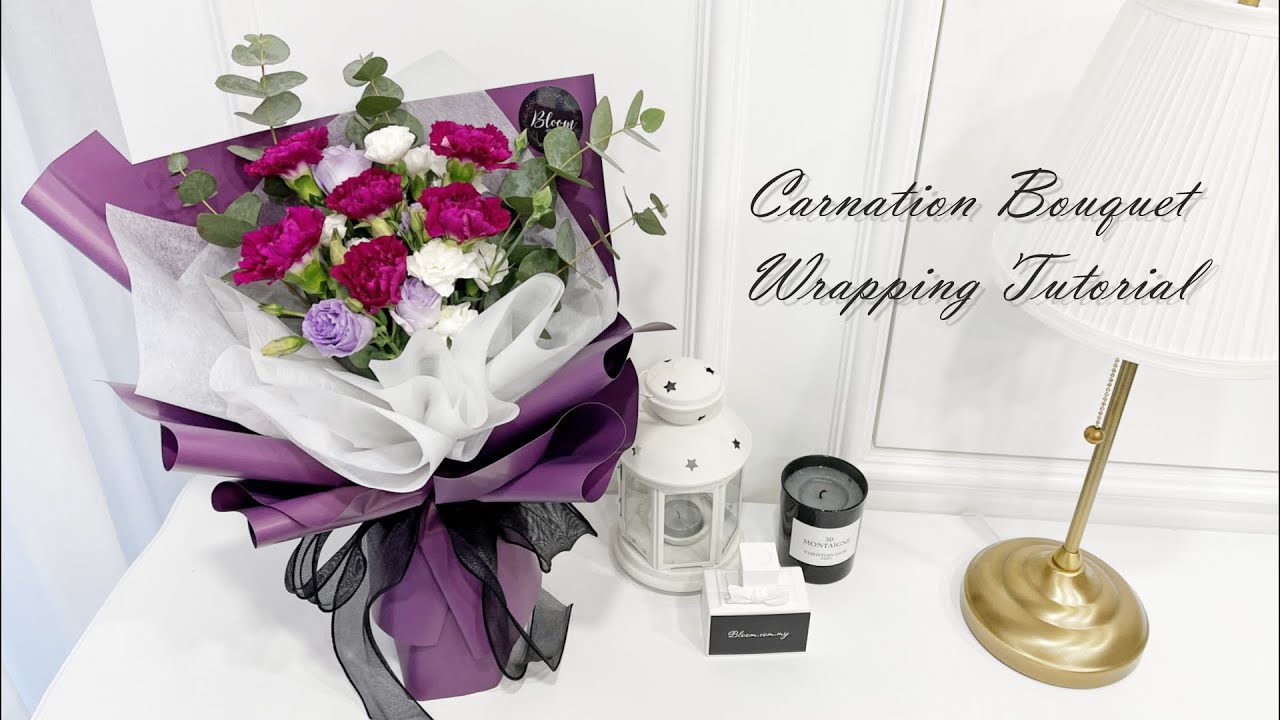 How to wrap Carnation Bouquet with Korea Wrapper & Tissue Woven Wrapper || 康乃馨花束包装 || 花藝教學