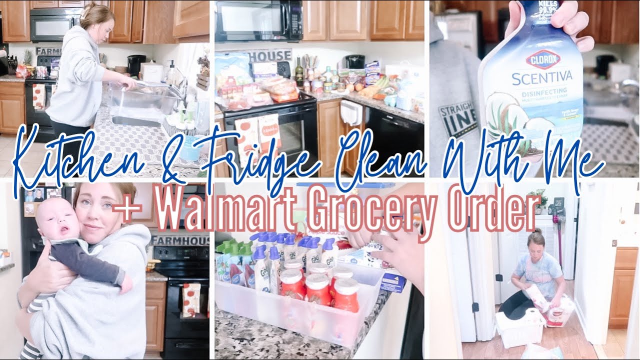 FRIDGE CLEAN OUT AND RESTOCK | Walmart Grocery Haul Family of 6 | Mom Life Kitchen Clean With Me