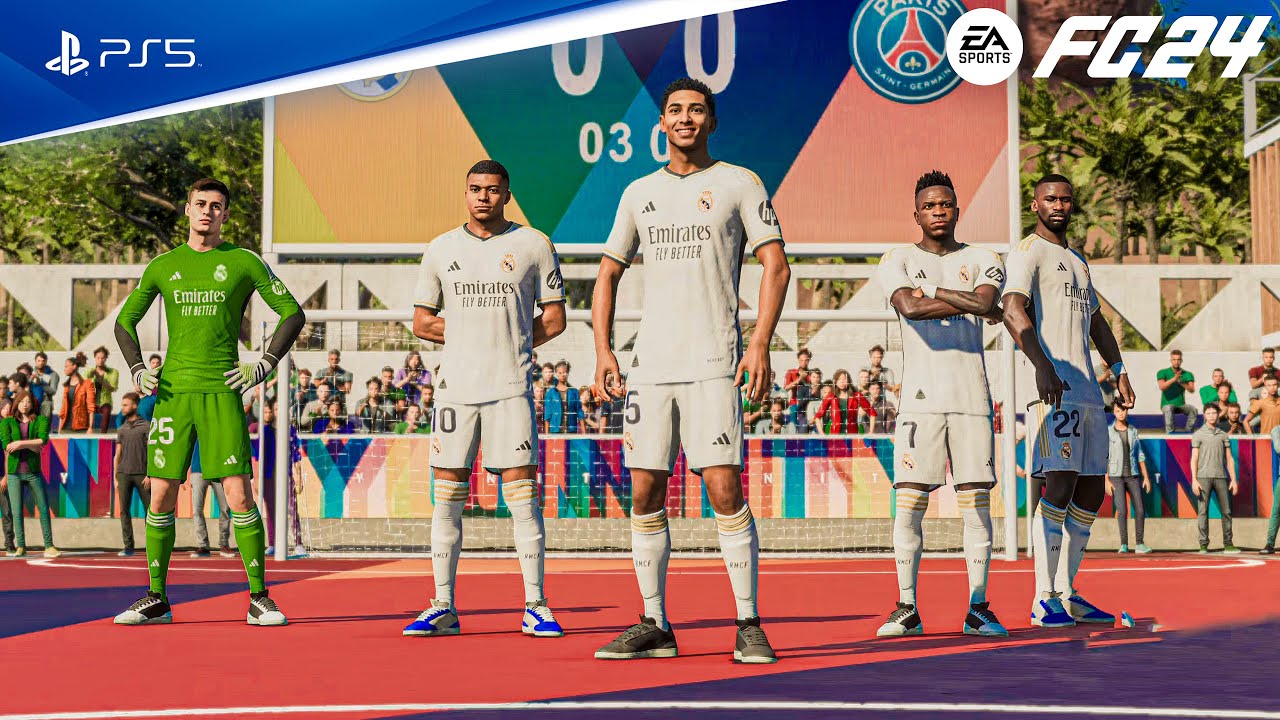 FC 24 - Real Madrid vs PSG Ft. Mbappe, Vini jr, Bellingham, Volta Football | PS5™ [4K60]