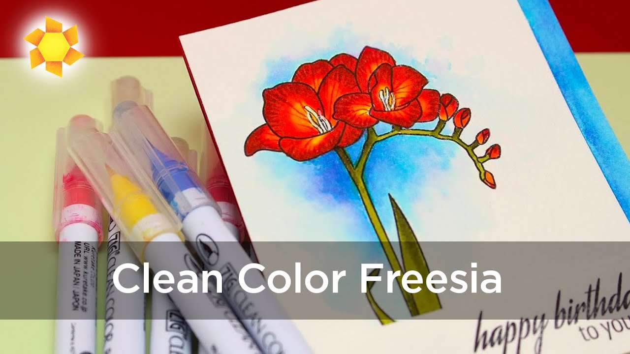 Watercoloring flowers with Zig Clean Color pens