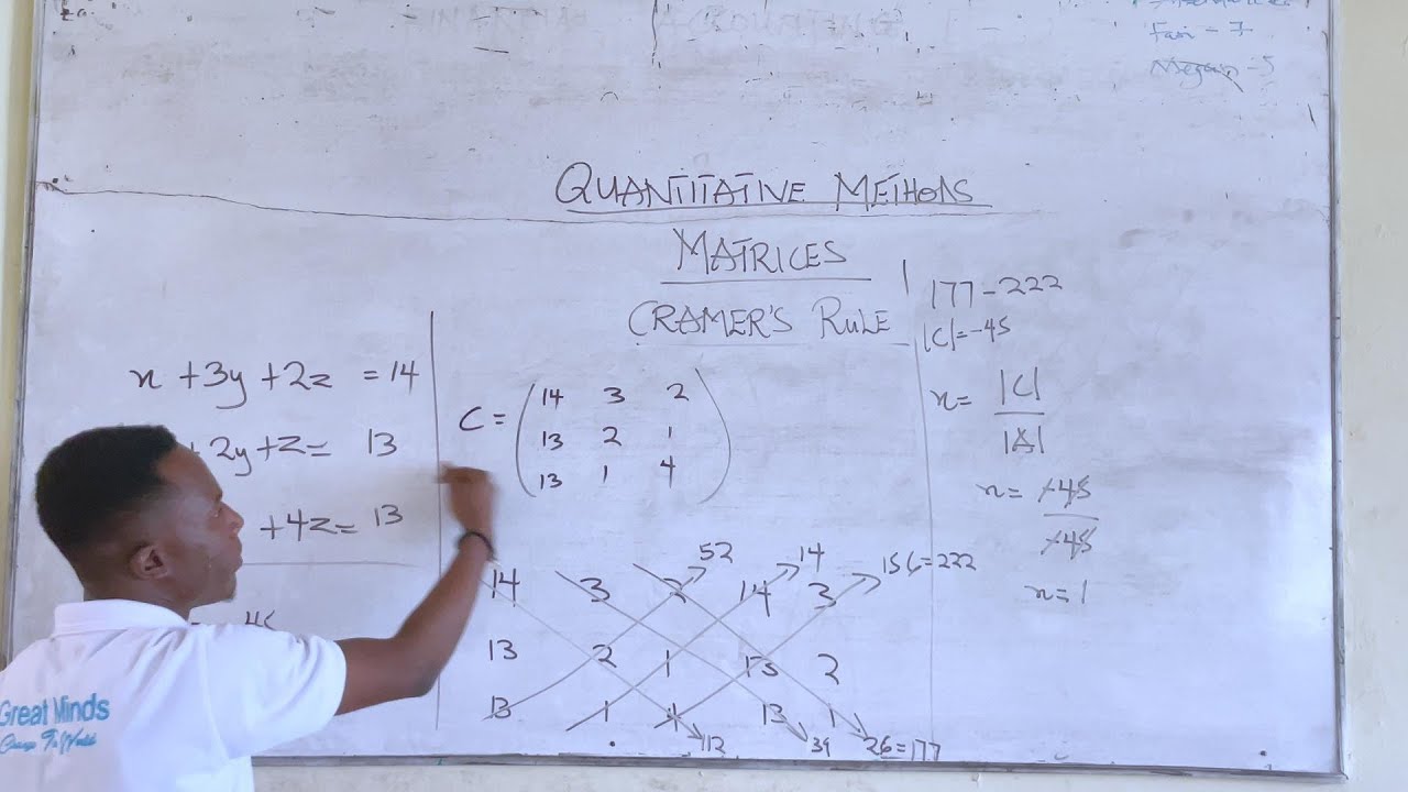 QUANTITATIVE METHODS - MATRICES (CRAMER'S RULE)