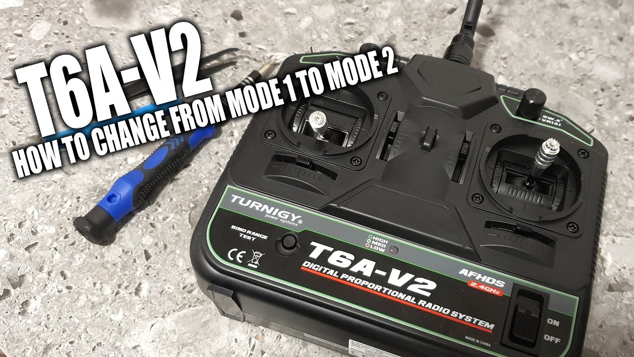 How To Change RC Transmitter Mode (Manual Mode 2 - Mode 1) - T6A-V2