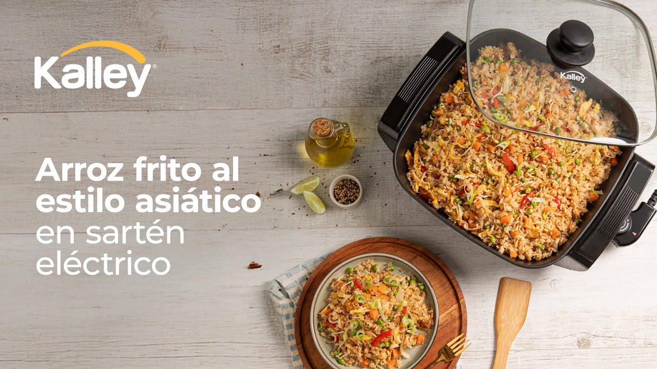 Arroz frito al estilo asiático en sartén eléctrico antiadherente Kalley | Receta fácil paso a paso