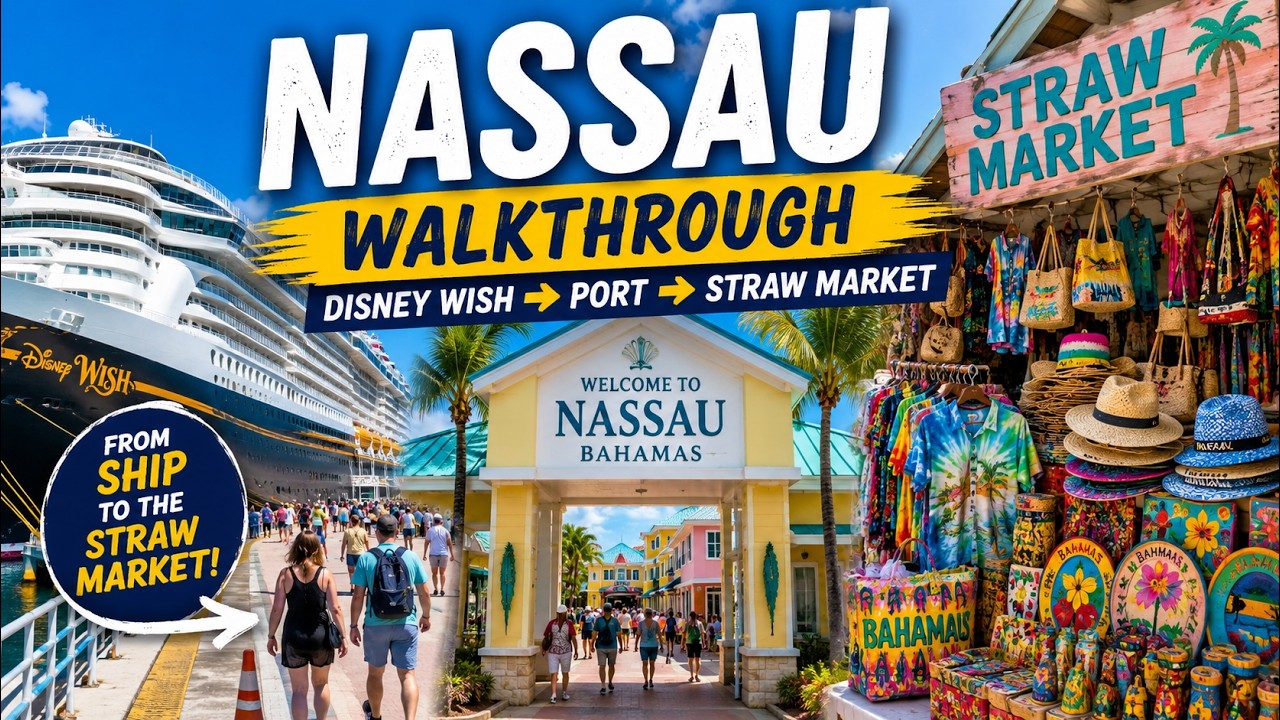 Walking from the Disney Wish Through Nassau | Port Area & Famous Straw Market Tour