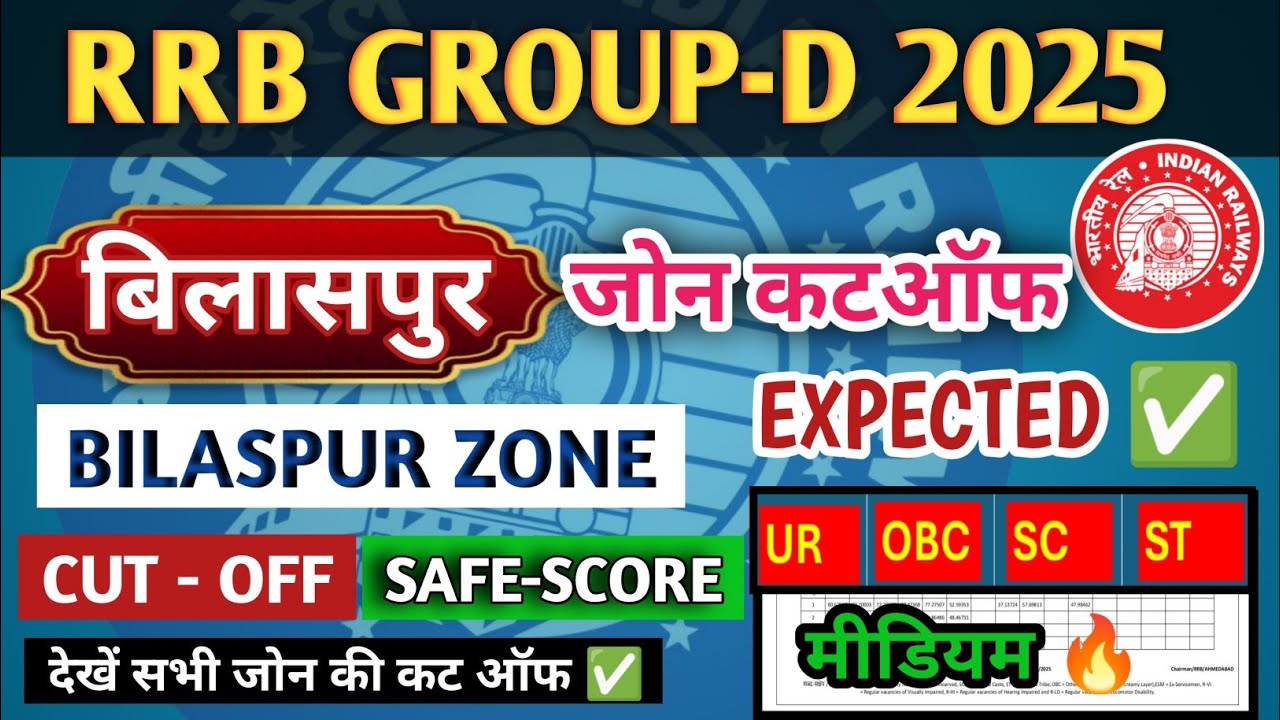 RRB BILASPUR ZONE Group D Cut Off 2025 | RRb BILASPUR group-d Expected Cut Off | RRB GROUP D CUT OFF