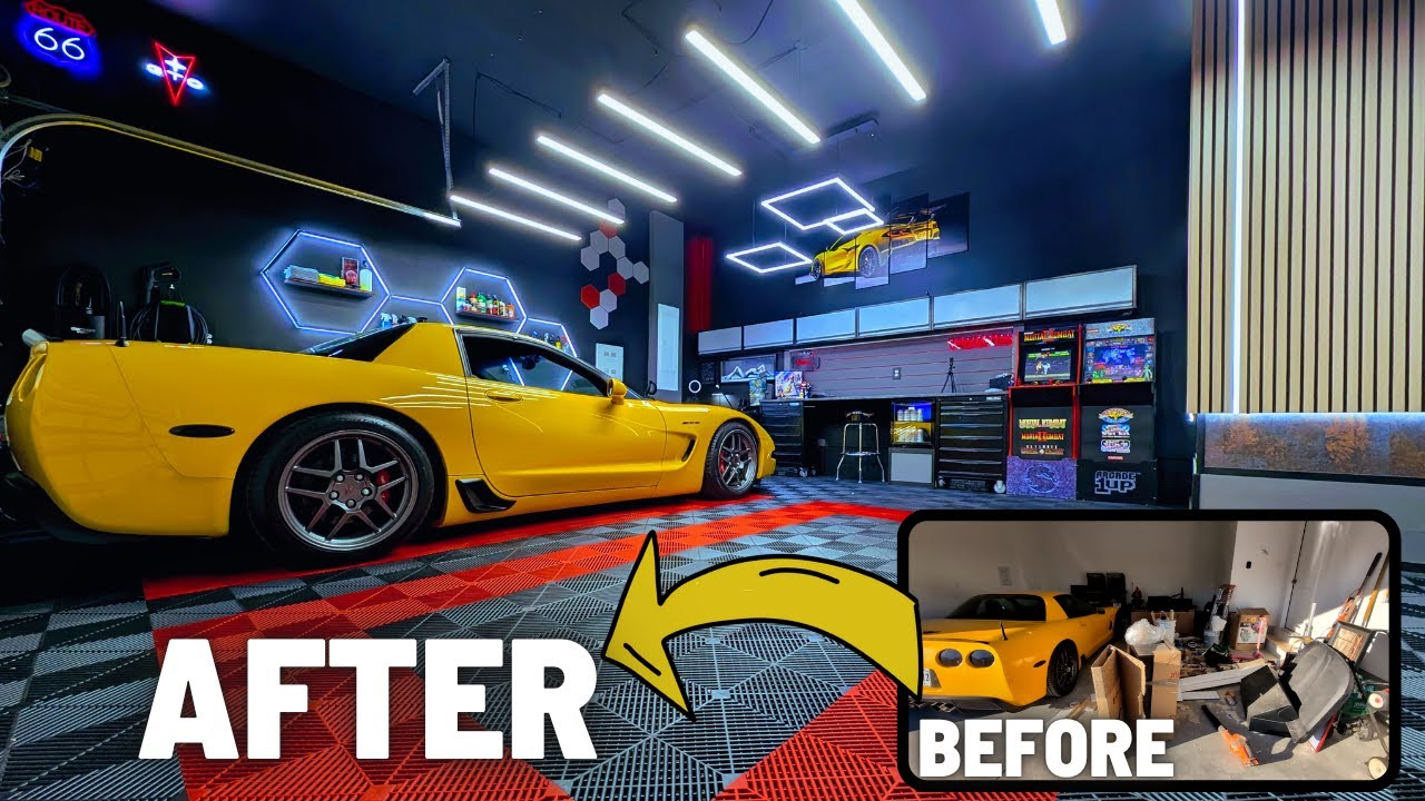COMPLETE 22 MINUTE TIME-LAPSE GARAGE BUILD | BUDGET DIY | FROM BORING TO DREAM GARAGE SETUP