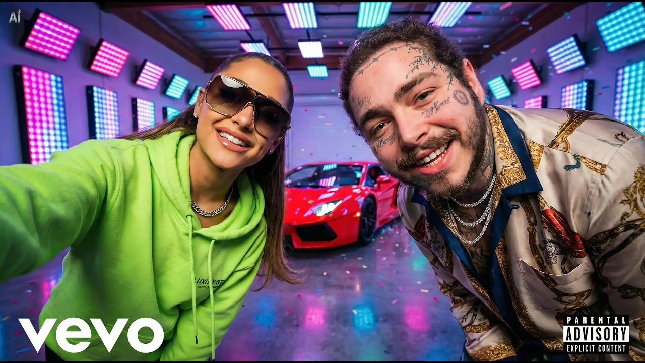 Ariana Grande, Wiz Khalifa – Neon Skyline (ft. Post Malone) | Official Lyrics Video