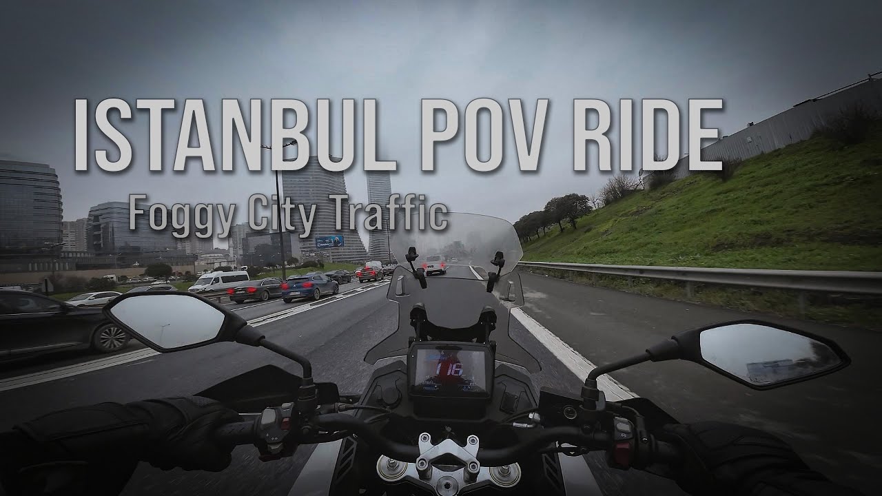 POV Motorcycle Ride Through Foggy Istanbul Traffic | 4K Long City Ride (No Talking)