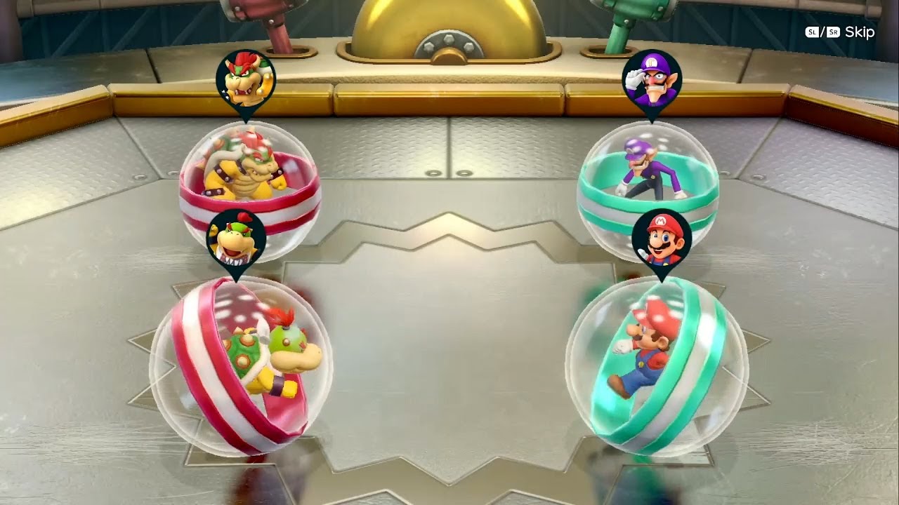 Mario Party  - Bumper Brawl - Bowser vs Bowser Jr vs Wario vs Waluigi