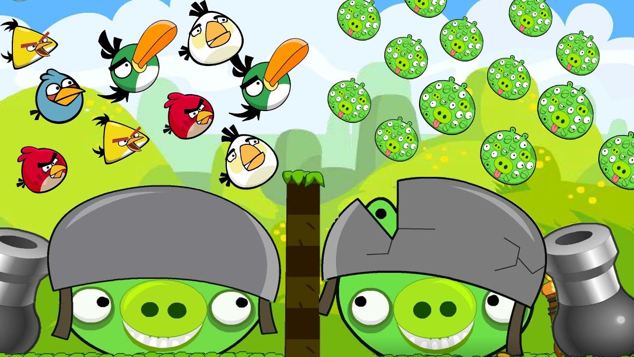 Angry Birds Collection Cannon 2 - SHOOTING OVERDRIVE ALL DIFFERENT BIRDS TO DEFEAT HUGE BOSS PIGS!