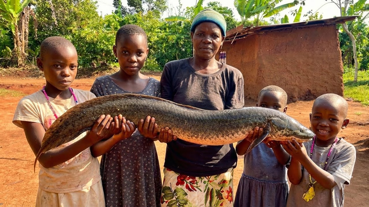Massive African Village Food | Traditional Lungfish & Sweet Potatoes Cooked the Village Way