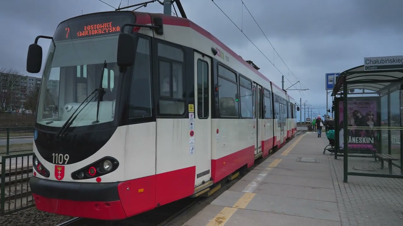 Poland, Gdańsk, tram 7 ride from Plac Solidarności to Chałubińskiego
