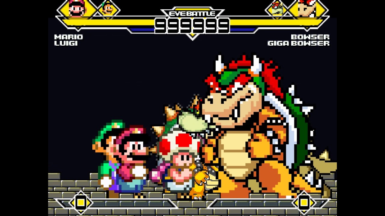 MUGEN Team SMW Mario vs Team SMW Bowser / Bowser x4