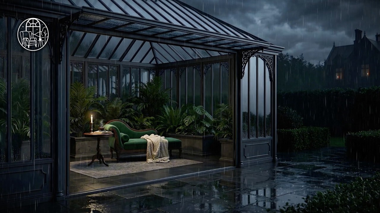 Rain Sounds for Studying | Conservatory Glass Roof | 3 Hours