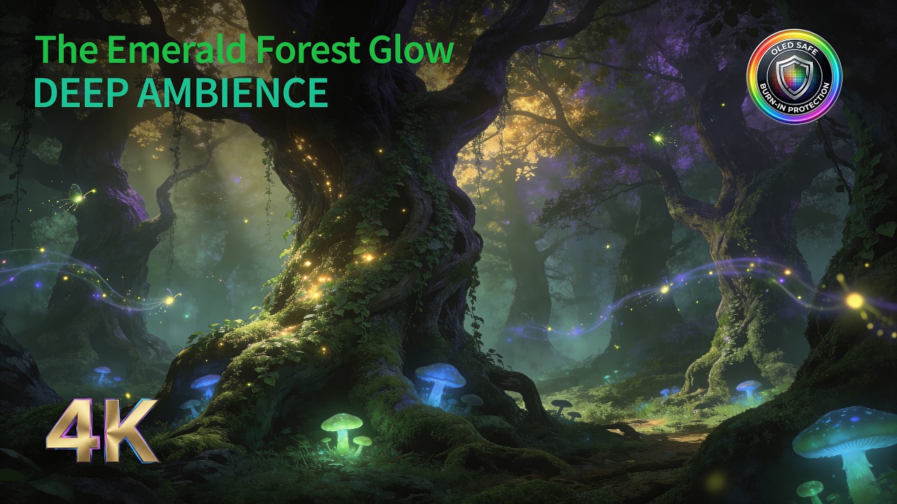 The Emerald Forest Glow | 4K Dynamic Scenes | Deep Ambience for Focus, Study & Calm | OLED Safe