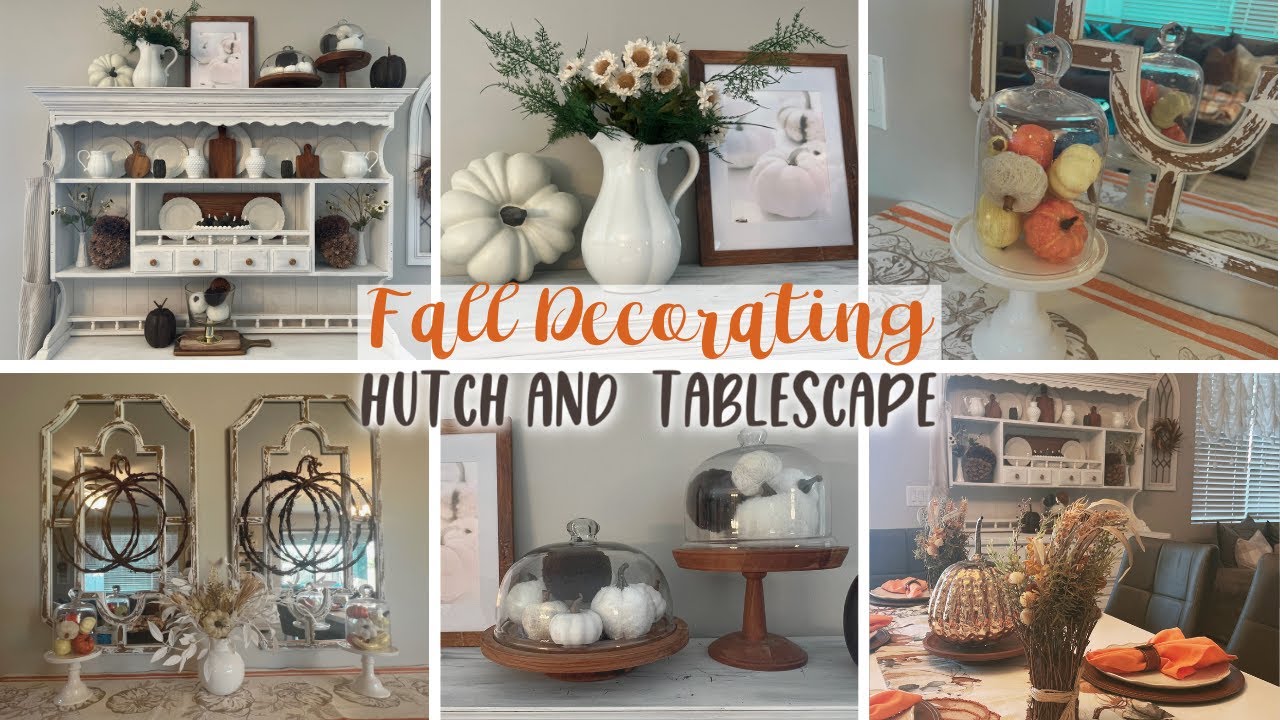 🍁FALL DINING ROOM DECORATE | HUTCH DECORATING | COZY FALL TABLESCAPE🍁