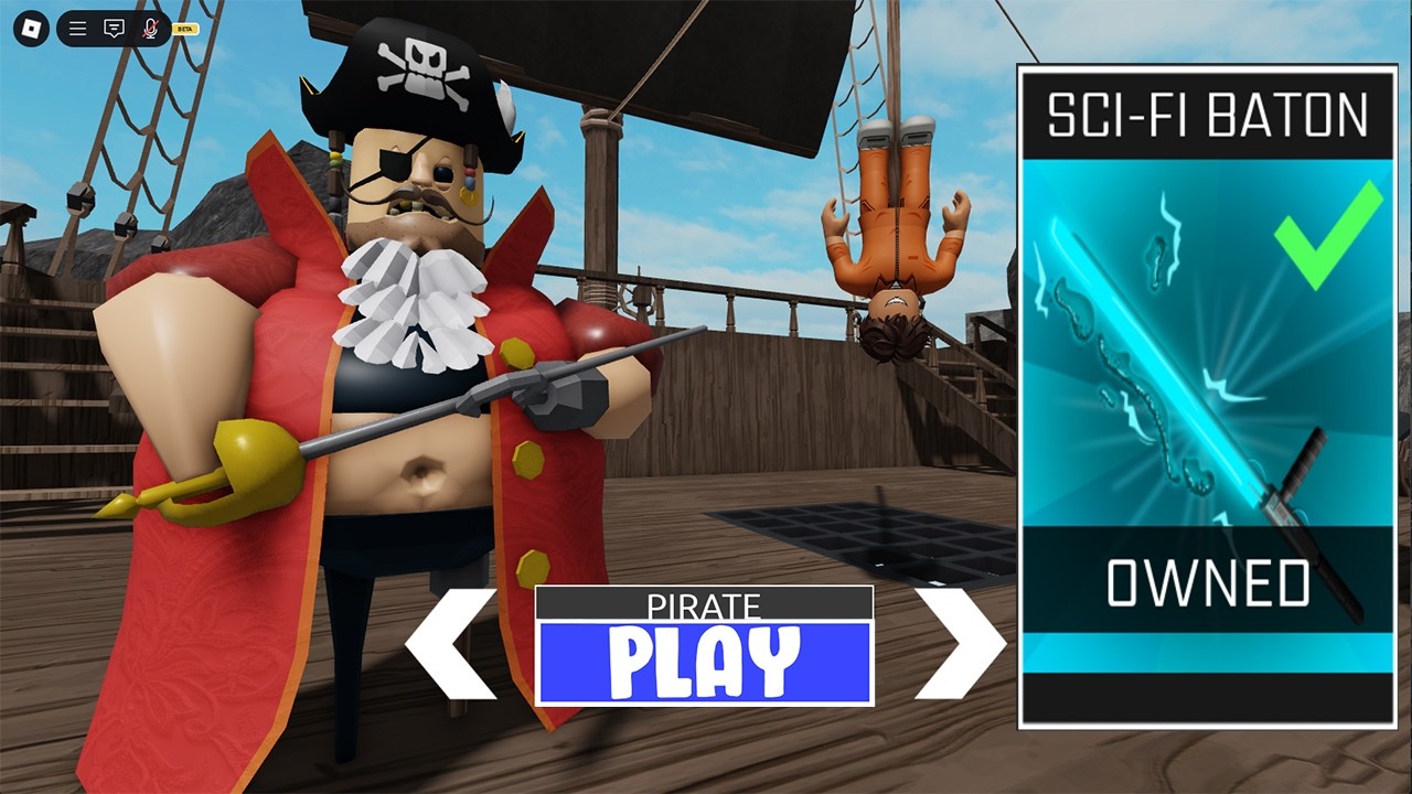 PIRATE BARRY'S PRISON RUN! (OBBY) - Sci-Fi Baton New Item Unlocked All Morphs Gameplay - PAPA PIZZA
