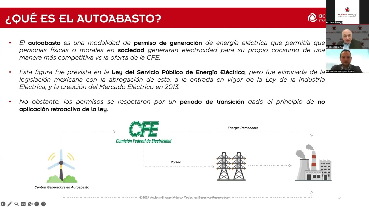 Transicionando Desde Autoabasto al Mercado Eléctrico Mayorista