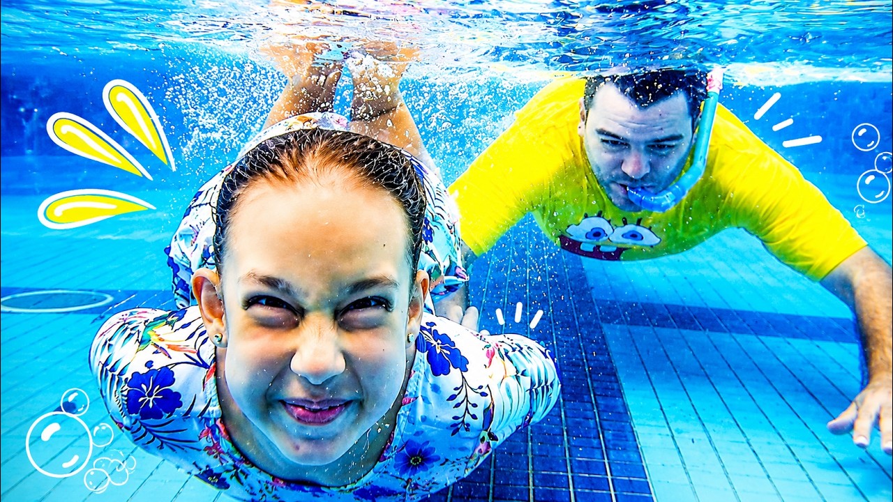 Maria Clara brincando na piscina com papai (História para Crianças) - MC Divertida