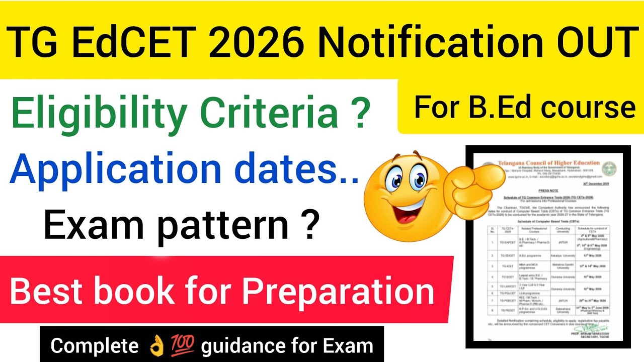 TG Edcet 2026 entrance exam Notification 👆 released , Exam pattern, syllabus, best book🔥. #TGBEd #